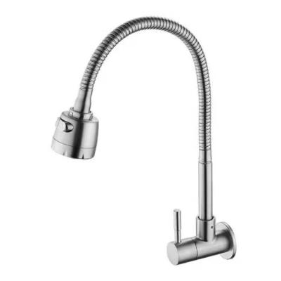 China OEM Kitchen Sink Faucet Single Hole Single Handle Metered Cold Water Pull Out Fauc Zinc Body Stainless Steel Wall Mounted Kitchen Fauc for sale