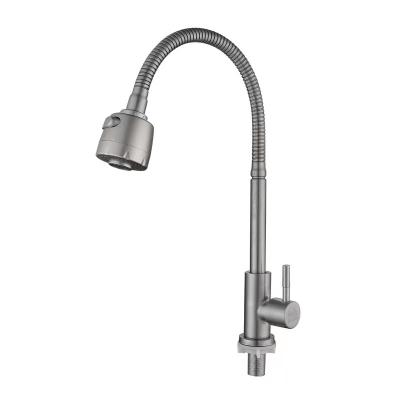 China Metered Faucets Grade Cold Water Good Quality 304 Stainless Steel Single Handle Deck Mount Stainless Steel Kitchen Faucet for sale