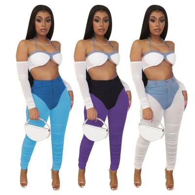 China MD-20221316 Summer Pants QUICK DRY Women See And Mesh Matching Design Long Pants For Women Women Trousers And Pants for sale