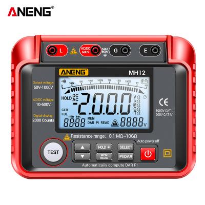 China ANENG MH12 Insulation Earth Resistance Tester Digital Multimeter Ohm Digital Multimeter LCD Display Voltmeter Megohmmeter Megger Tool for sale