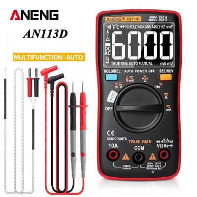 China ANENG AN113D Digital Electric Multimeter 6000 Counts Meter Transistor Tester Automotive Ringed AC/DC Voltage Calibrator AN113D Digital Process Multimeter for sale