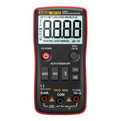 China ANENG AN113A Digital Multimeter True RMS with Temperature Tester 4000 Counts AC/DC Transistor Voltage Meter AN113A Auto-ranging Multimeter for sale