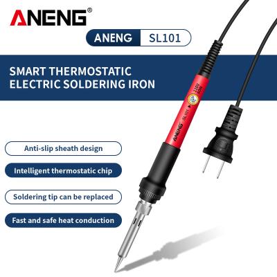 China Digital Display Temperature Plug Electric Soldering Iron US/EU Pro Use ANENG SL101 Portable Electrocautery Welding Home Adjustable Tool for sale