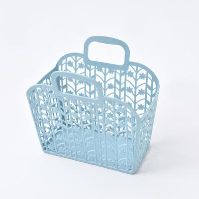 China Durable High Quality Portable Plastic Shower Accessories Universal Flexible Storage Household Bath Basket for sale