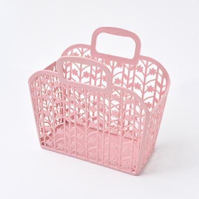 China Home Viable Wholesale Plastic Basket Rectangle Factory Shower Bath Toy Organizer Portable Storage Basket for sale