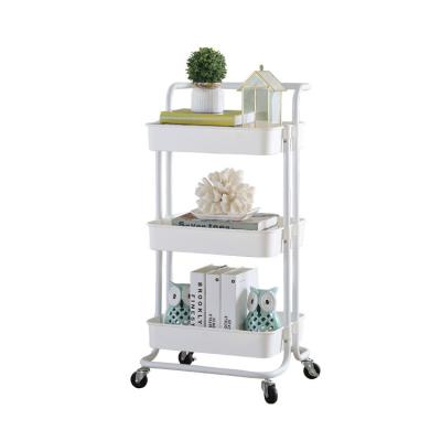 China Hotel Sustainable Storage Home Office Bathroom Kitchen Heavy Duty 2 Rolling Serving Trolley Metal Serving Trolley 3 Tier Trolley for sale