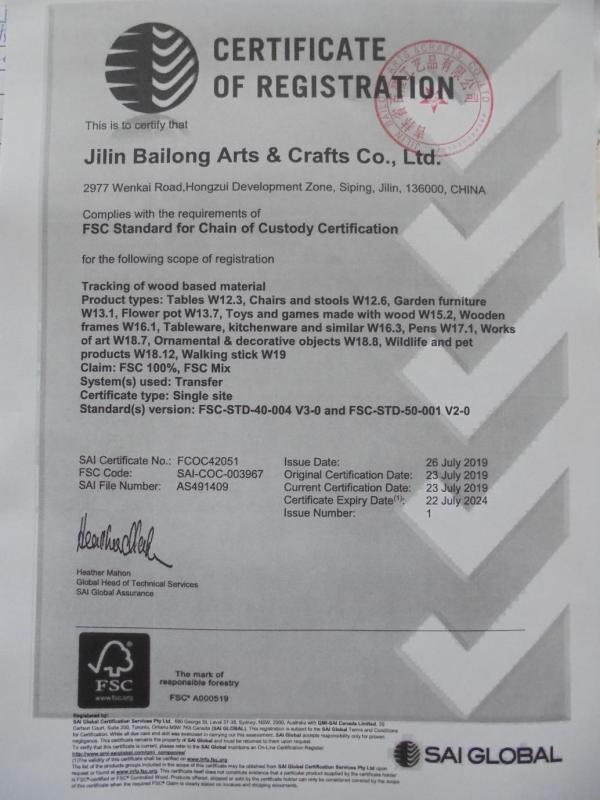 FSC - Jilin Bailong Arts & Crafts Co., Ltd.