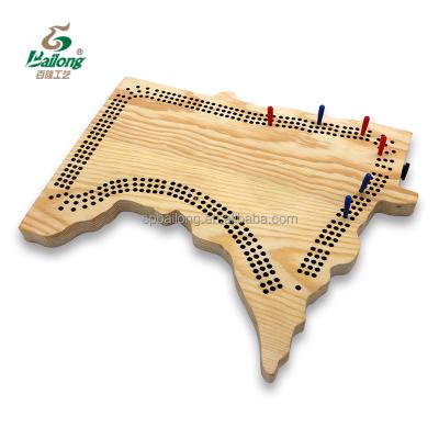 China Pine Wood Minnesota USA State Map Customized Wooden Cribbage Board Game for sale