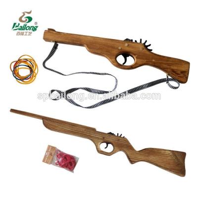 China Factory Price Pine Wood Craft Kid Gift Rubber Band Shooting Wooden Toy Gun Toy Gun Rifle Rubber Band Shooting for sale