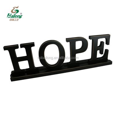 China Farmhouse Black Color MDF Crafts Home Decor Wood Laser Cut Decorative Words Wood Standing Sign for sale