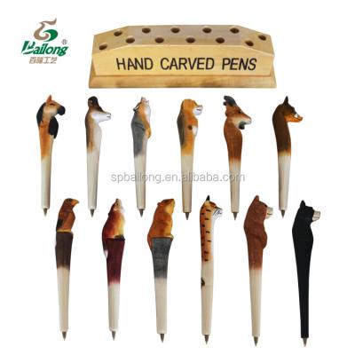 China Factory Direct Souvenir Tourist Gift Handmade Wood Carving Pens With Custom Logo for sale