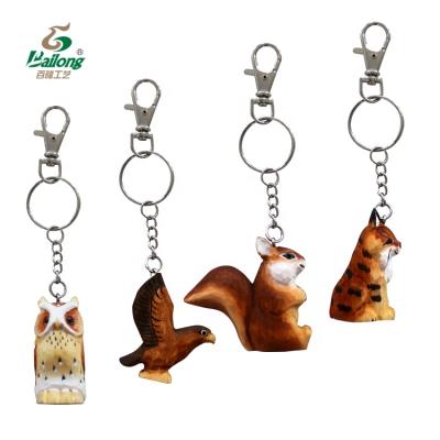 China Europe Handmade Carved Animal Shaped Wooden Custom Keychains for sale