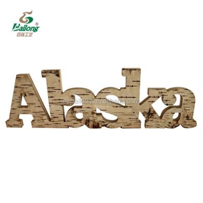 China Rustic Decorative USA Wood Bark and Birch Craft Sign Position Word Decor for sale