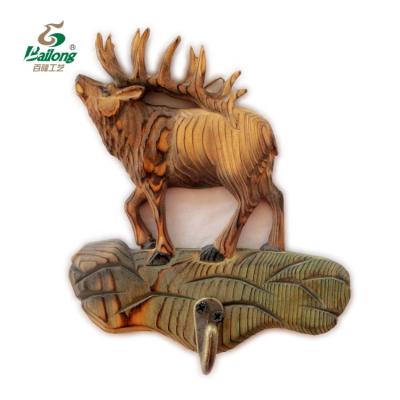 China All World Handmade Wolf Bear Wooden Animal Deer Wall Hooks For Kitchen Decor Home Decor for sale