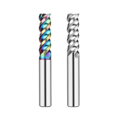 China Tungsten steel 3 Flutes Carbide Milling Cutter Aluminum Cutter Tungsten End Mill DLC Coating Teeth Tool Key Seater Router Bit Aluminum Milling for sale