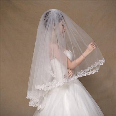 China Soft touch GENYA factory whole sale accessories bridal wedding veil flower edge bridal veils for sale