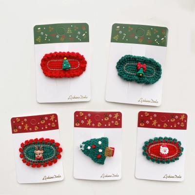 China GENYA Fashion Hair Clips Christmas Handmade Knitting Hair Snap For Infant Kids Girls Baby Hair Accessories for sale