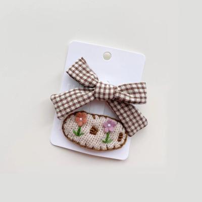 China GENYA Fashion Kids Vintage Bow Hair Clip Floral Print Hair Accessories For Baby Toddlers Kids Girls Teens for sale