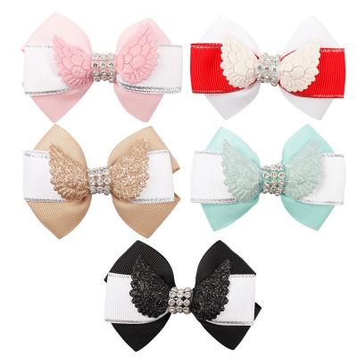 China Fashionable GENYA 3inch Magritte Bow Hair Clip Spring Kids Hair Accessories Acceptable For Trying On Rhinestone Hair Clip for sale