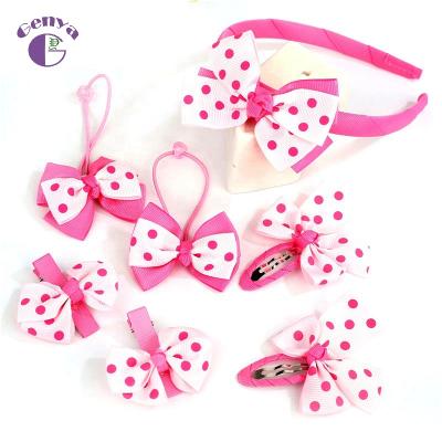 China Cartton Belles Hair Bow GENYA NEW Baby Elastic Hairbands Bow Tie Headband Girls Colorful Hair Clip Elastic Hairbands Kids Hair Accessories for sale