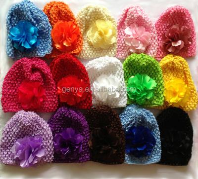 China Character Fashion Knitted Baby Beanies Baby Hat With Spider Web Cloth Flower for sale