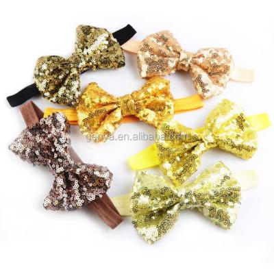 China Fabric Holiday Fancy Glitter Hair Bow Headband Elastic Hair Bands Hair Accessories for sale