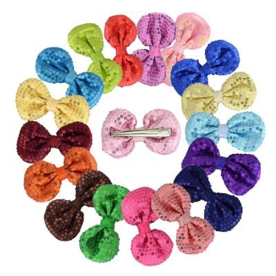 China Wholesale Sequin Hair Bow Genya Ribbon Kids Hair Accessories Baby Hair Bows Big With Clips For Girls for sale