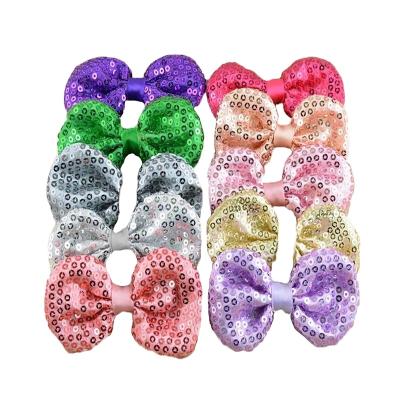 China Sequin Hair Bow Genya Fashion Sequin Hair Bow Hair Clips For Baby Hair Accessories Many Colors for sale