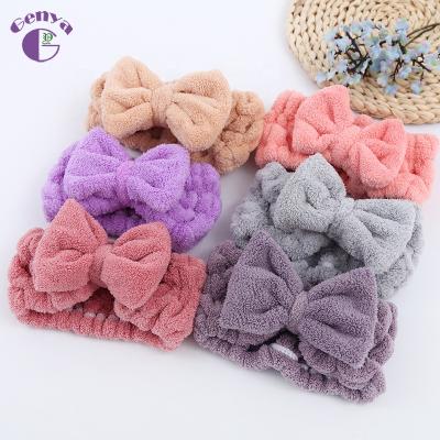 China Genya Headbands Fashion Designer Spa Makeup Shower Bow Cosmetic Headbands For Face Women Facial Hair Wash Band for sale