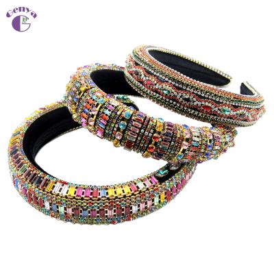 China Hot Selling l Baroque Headbands Luxury Crystal Headband Colorful Genya Fashion Bling Fashion Headband for sale