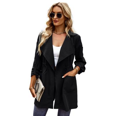 China Anti-wrinkle Amazon autumn and winter trench coat temperament commuter fashion jacket solid color women blazer new 2022 for sale