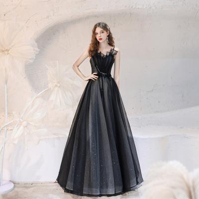 China Anti-wrinkle plus size ladies evening dresses dress black prom dress evening dress starry sky women dresses party dresses for sale