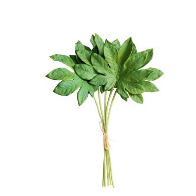 China Real Touch EN106 Wholesale PU Monstera Artificial Monstera Palm Leaves Bouquet Artificial Monstera For Wedding for sale