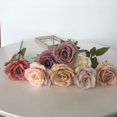 China Wholesale Hot Pink Autumn Color Of Artificial Silk Wedding Decor Dusty Rust Rose Flowers For Sale From Liflike EN057 for sale