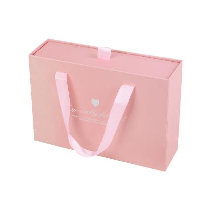 China Recycled Materials Spots Universal Candy Gift Drawer Tote Box Pink Underwear Towel Storage Packaging Paper Boxes for sale