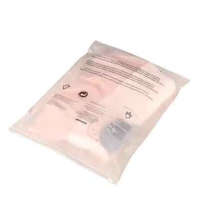 China Logistics Recyclable Transparent Frosted Apparel Packaging Warning Bag Can Be Customized Reusable Zipper Bag Apparel Zipper Bag for sale