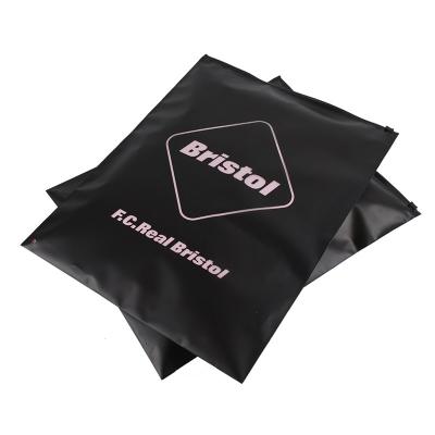 China Wholesale Black Frosted Recyclable Zipper Clothes Factory Logo PE Garment Packaging Bag Printable Plastic Sealing Bags for sale