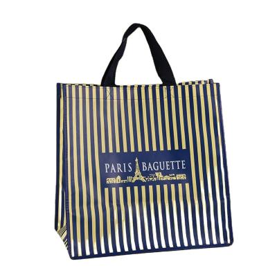 China Manufacturers Recyclable Stain Thickened Nonwoven Handbags Covered Printed Logo Shopping Bag Three-Dimensional Stain for sale