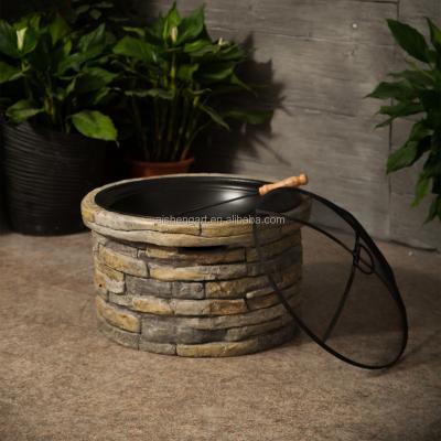 China For Outdoor Use Only Four Seasons Farm Stone Look Outdoor Round Fireplace / Fire Pit for sale