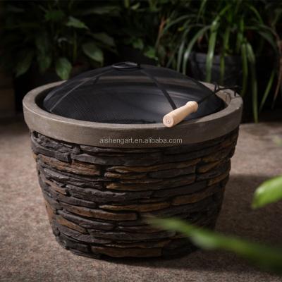 China For Outdoor Use Only Four Seasons Farm Stone Look Outdoor Round Fireplace / Fire Pit for sale