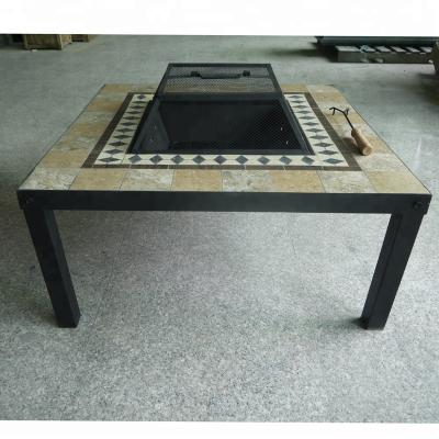 China For Use Only Outdoor Square Assembly Fire Pit Table /Fire Bowl with Steel Bowl, Spark Guard, Poker and Table Cover for sale