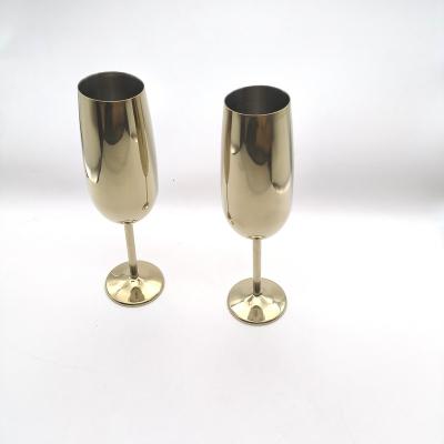 China CLASSIC Metal Wine Goblets Cocktail Cup 250ml Fluffs Gold Silver Stainless Steel Plated Shatterproof Champagne Glasses for sale