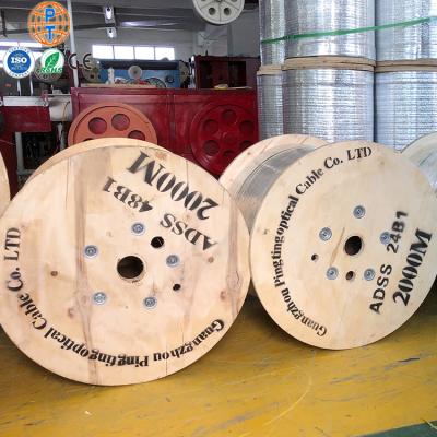 China Outdoror ADSS 12/24/48/96/144 Single Mode Outdoor Fiber Optic Hollow All Aerial Cable FRP Dielectric Self Supporting 100~300 Strength Span for sale