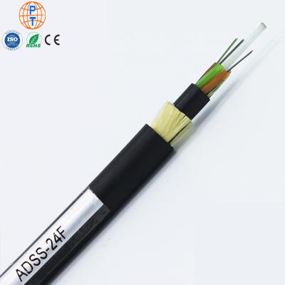 China Outdoor duct 12 24 96 cores optica de fibra G652d self-supporting outdoor Adss price 48 core aerial fiber adss for sale