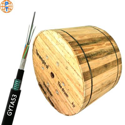 China Factory Supply 24 Core Single Mode Dual Buried Armored Fiber Optic Cable Direct Buried Gyta53 For Direct Buried Duct Price Meter for sale