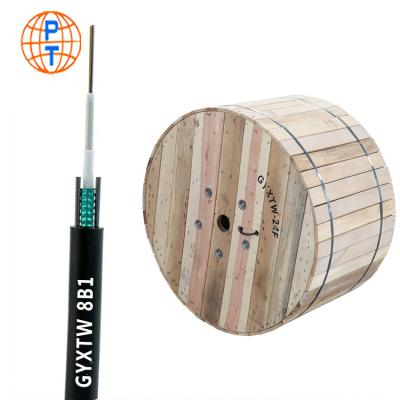 China Telecommunication fiber optic cable outdoor gyxtw central bundle tube type - 2 - 12 core single mode fiber optic cable G652D fiber core for sale