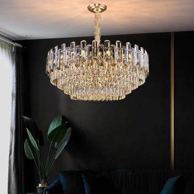 China 2021 Hot Sale Modern European Style Round Gold K9 Crystal Pendant Lamp Modern Luxury Decor Living Room Hotel Chandelier for sale