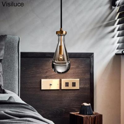 China 2021 New American Style Modern Design Pendant Lamp Brass Copper Hanging Light Glass Drop Lighting Fixtures For Bedside Bar for sale