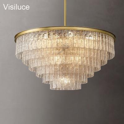 China Hot Selling Contemporary American Modern Style Antique Glass Brass Chandeliers Pendant Light For Hotel Home Decoration for sale