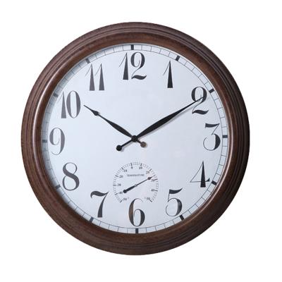 China Old Town Antique Style Large Size Waterproof Outdoor Antique Metal Decorative Wall Clock With Thermometer for sale